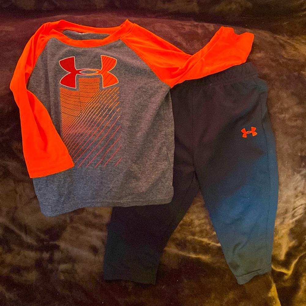 Orange and Black Under Amour Set